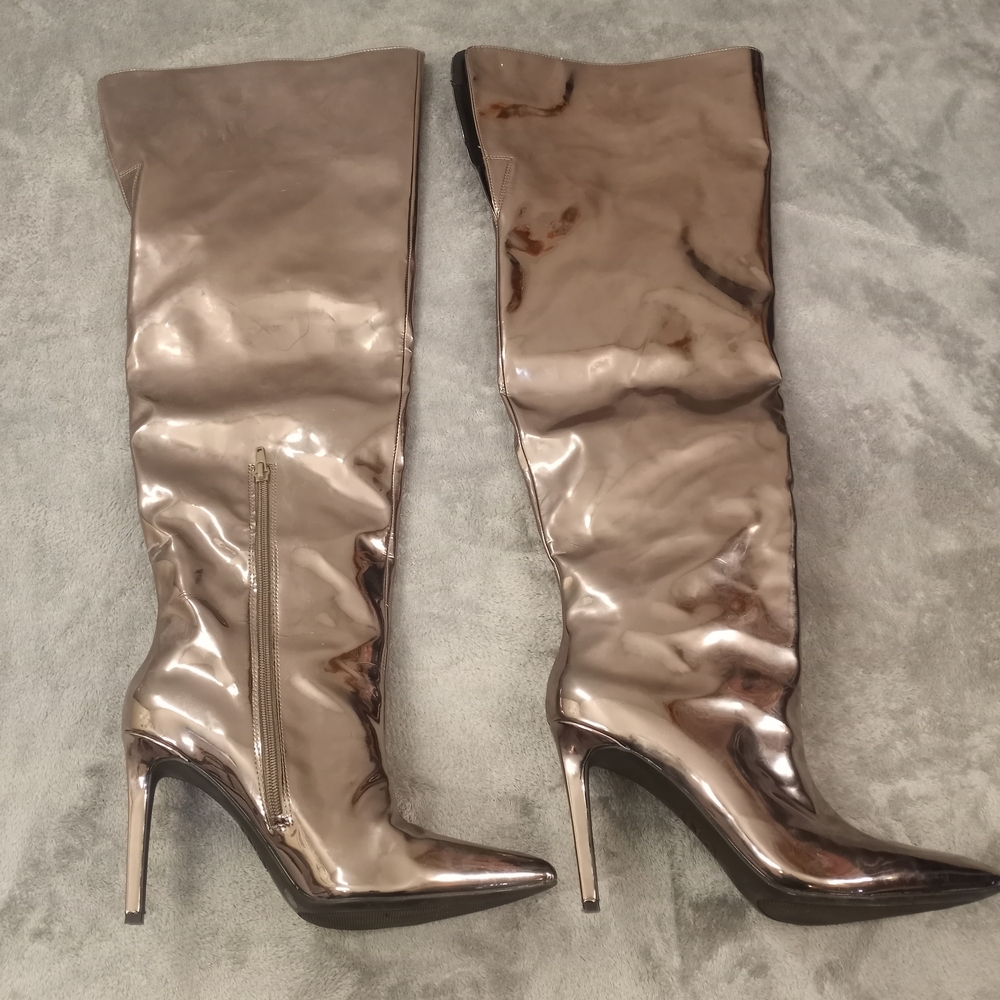 I.n.c. Women's Metallic Knee-High Stiletto Boots Size 9M - Picture 4 of 16